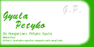 gyula petyko business card